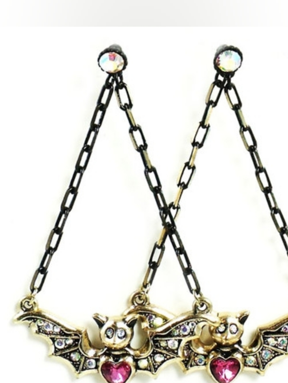 Vintage Betsey Johnson Creepy Critters Bat & Spider Necklace & Earrings Rare - Picture 9 of 9